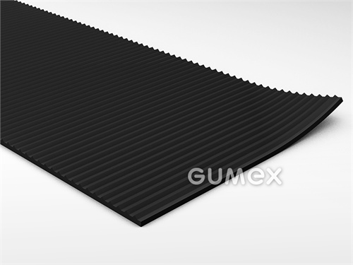 Gummiboden S 7, 3mm, Breite 1200mm, 80°ShA, SBR, gerillte Ausführung, -25°C/+80°C, schwarz, 